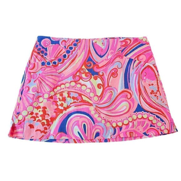 Lilly Pulitzer Reef Retreat Skirt with Shorts, Metal Coral Zipper Pull - Picture 1 of 12